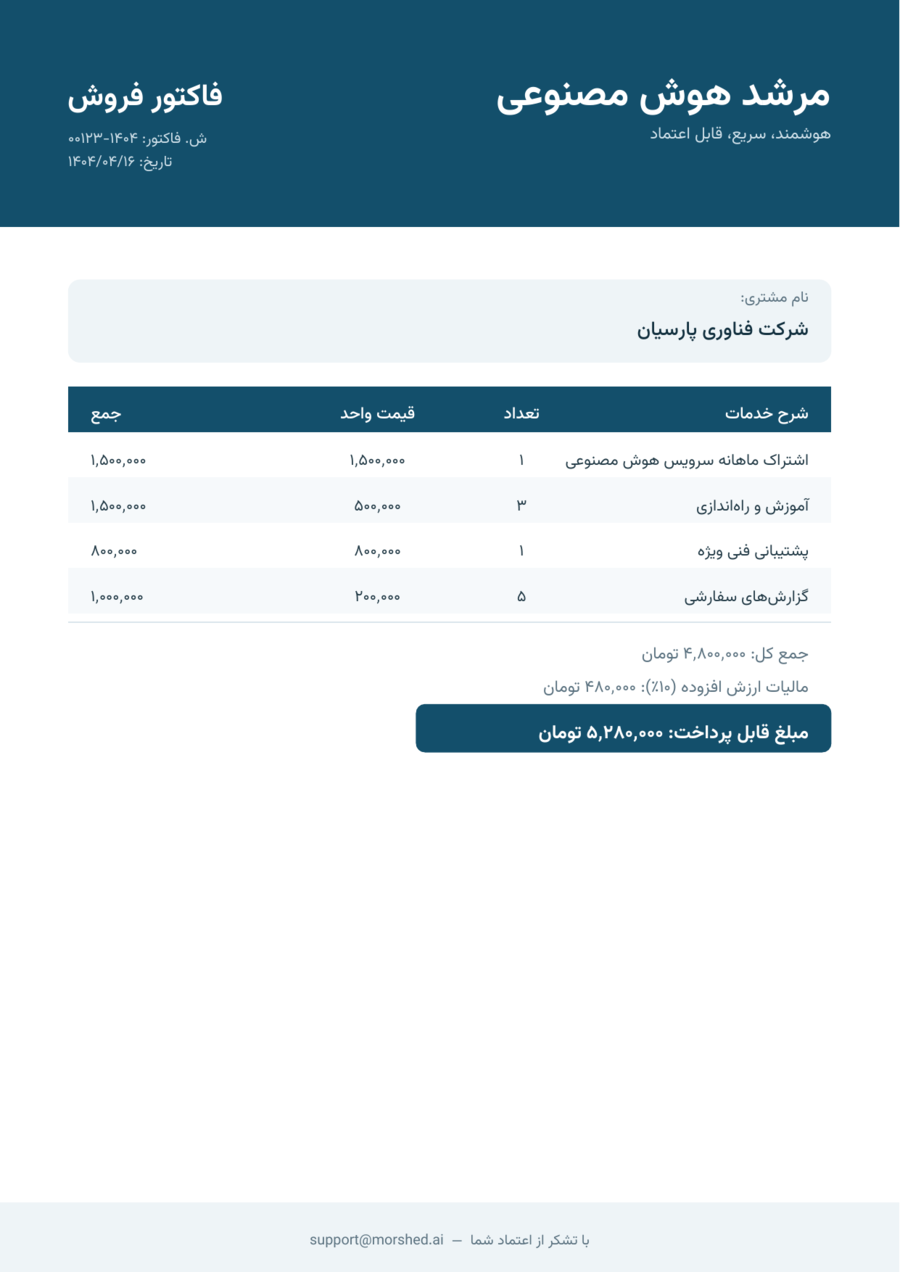 نمونهٔ خروجی: فاکتور-فروش.pdf